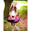 White Tank Tops with Hot Pink Rosettes & Hot Pink Black Trim Pettiskirt M102 